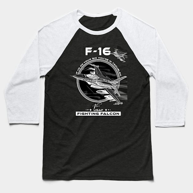 F16 Fighting Falcon Viper Fighterjet Baseball T-Shirt by aeroloversclothing